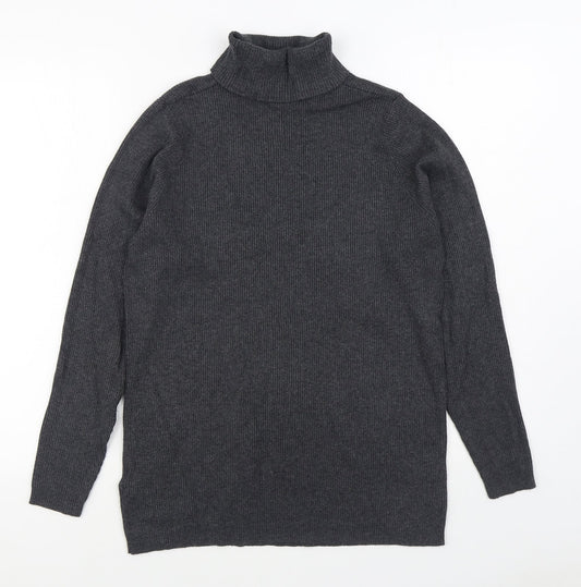 Marks and Spencer Womens Grey Roll Neck  Viscose Pullover Jumper Size M