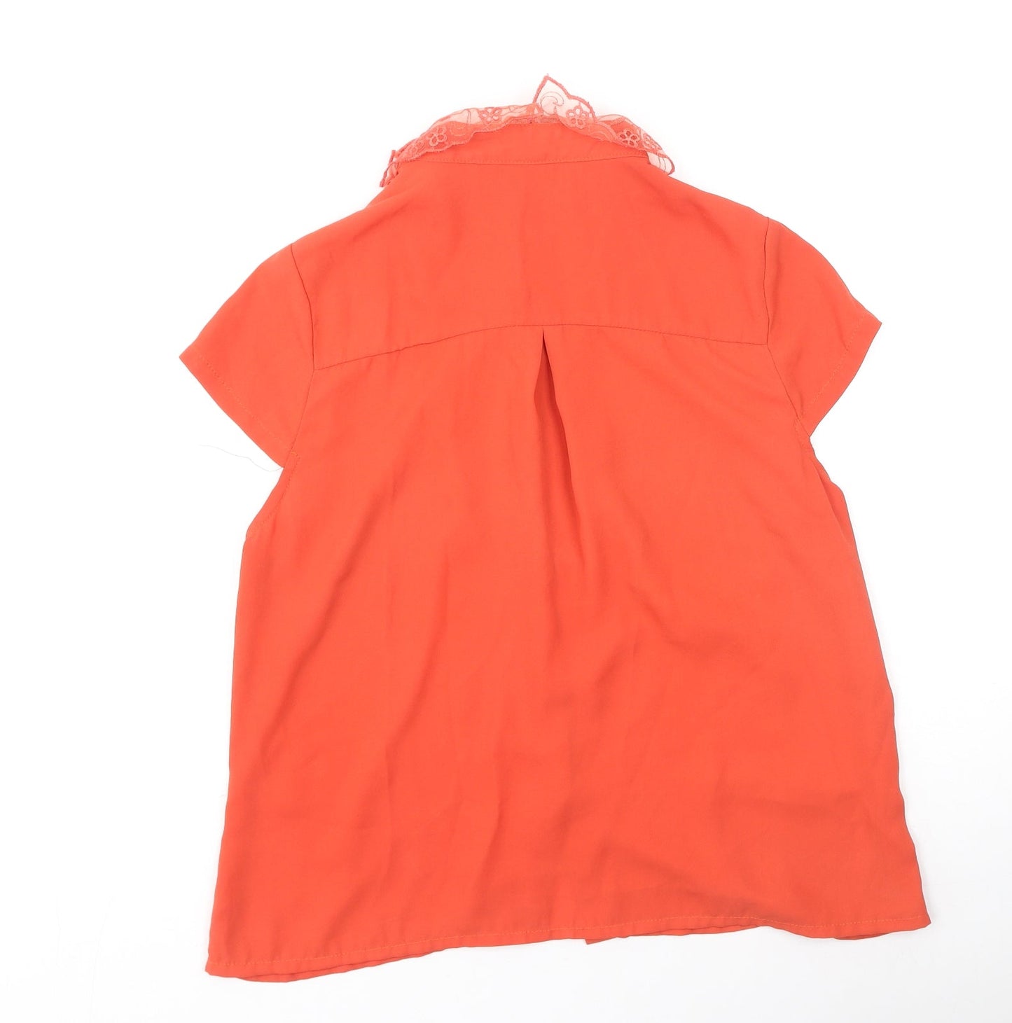 Cutie  Womens Orange  Polyester Basic Button-Up Size 10 Collared