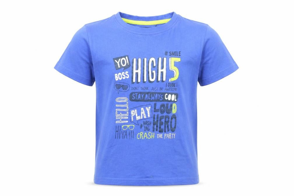 blue seven  Boys Blue  Cotton Basic Casual Size 7 Years Round Neck