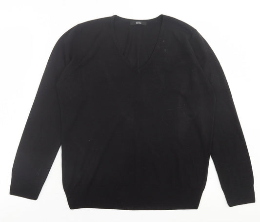 Marks and Spencer Womens Black V-Neck  Acrylic Pullover Jumper Size 12