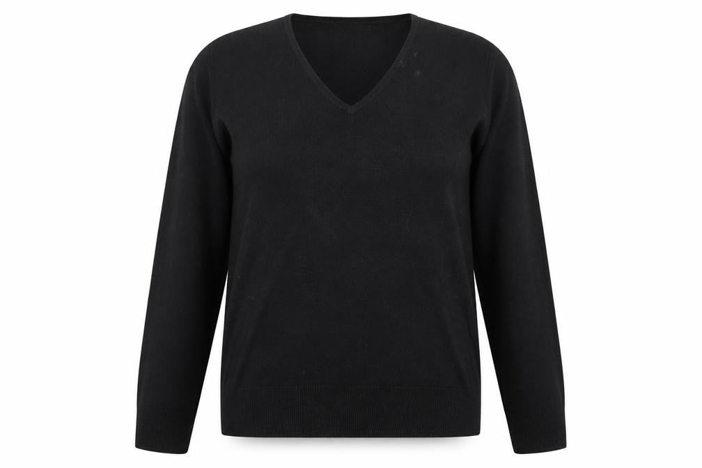 Marks & Spencer Womens Black V-Neck  Acrylic Pullover Jumper Size 12