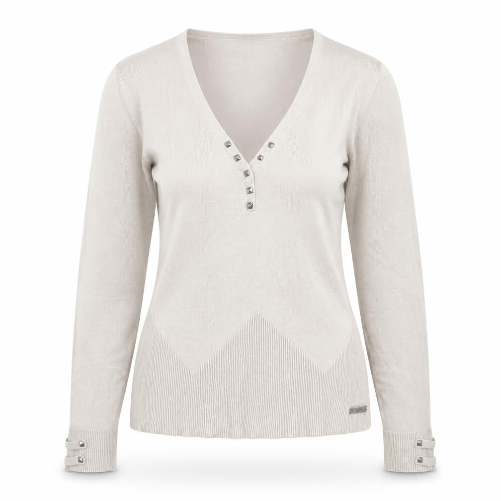 John Richmond Womens Ivory V-Neck  Viscose Pullover Jumper Size 12