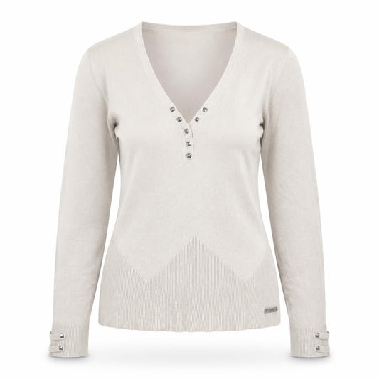 John Richmond Womens Ivory V-Neck  Viscose Pullover Jumper Size 12