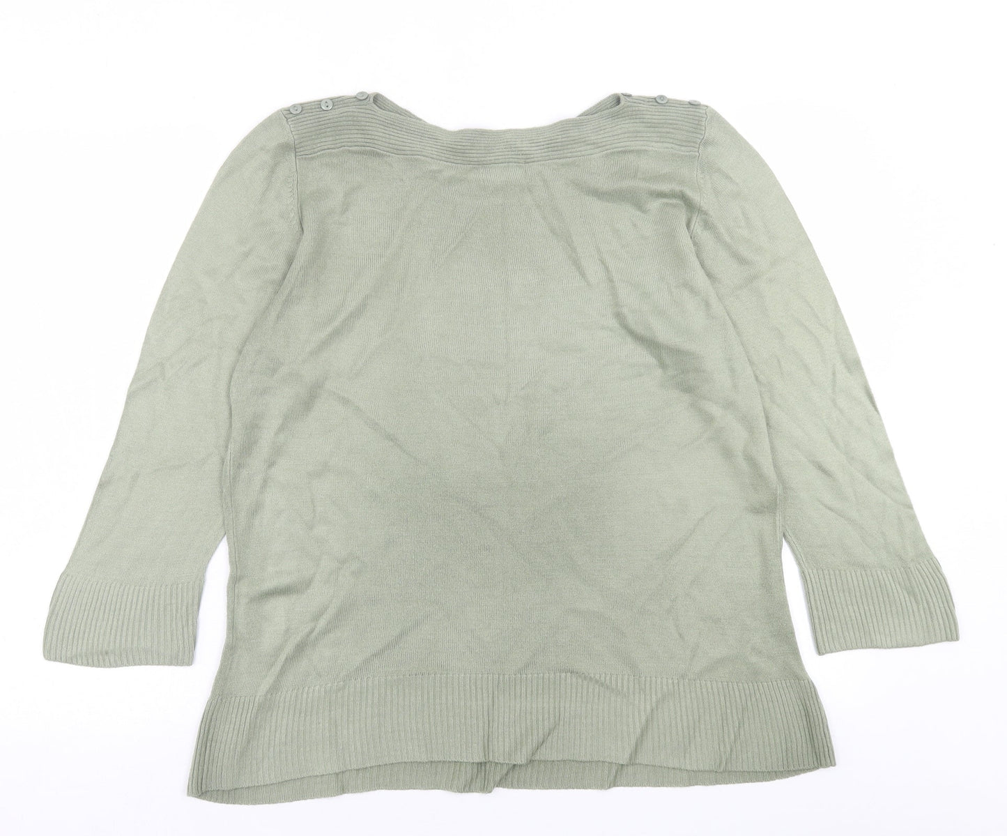 Original Womens Green Boat Neck  Acrylic Pullover Jumper Size 16