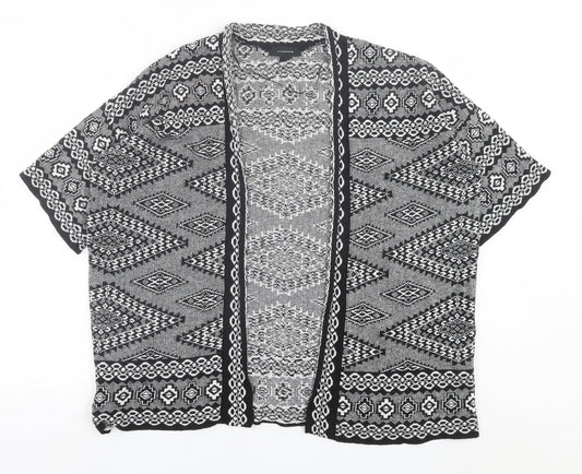 Atmosphere Womens Black V-Neck Geometric Acrylic Cardigan Jumper Size M