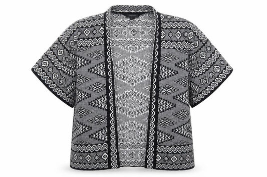 Atmosphere Womens Black V-Neck Geometric Acrylic Cardigan Jumper Size M