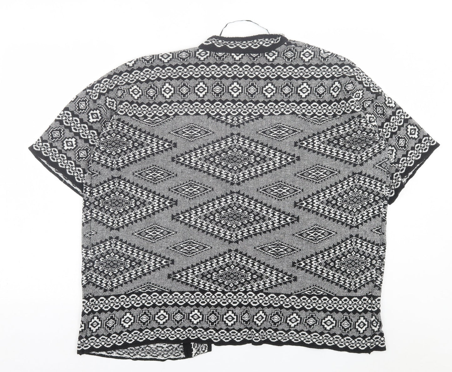 Atmosphere Womens Black V-Neck Geometric Acrylic Cardigan Jumper Size M