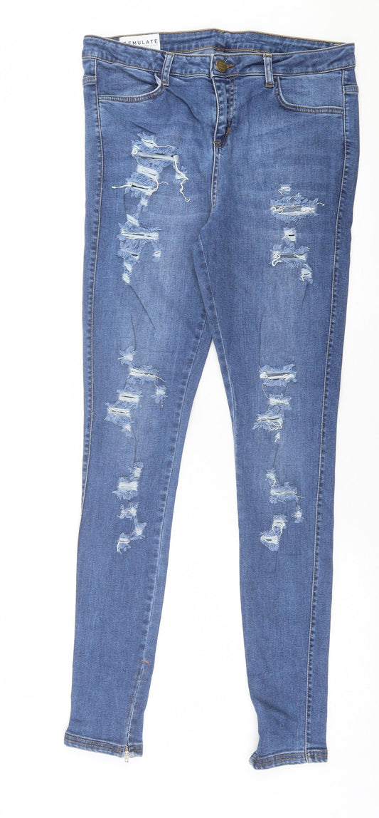 EMULATE Womens Blue  Cotton Skinny Jeans Size 34 in L32 in Regular Button