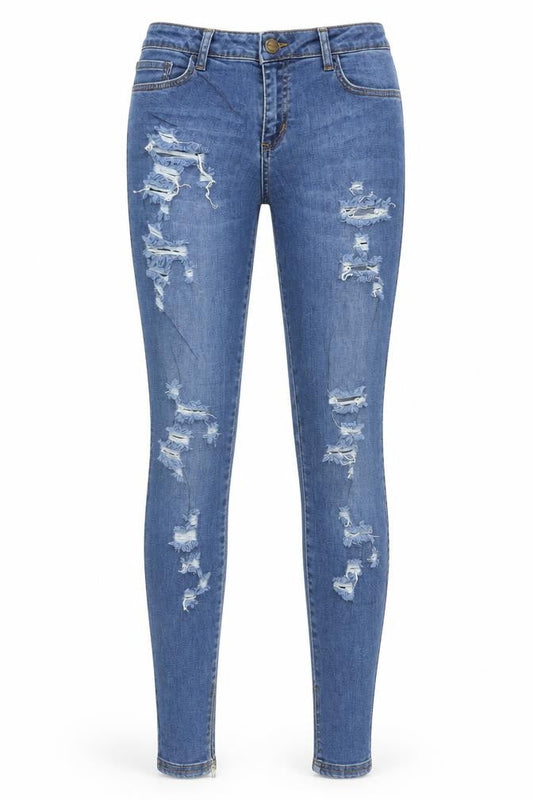 EMULATE Womens Blue  Cotton Skinny Jeans Size 34 in L32 in Regular Button