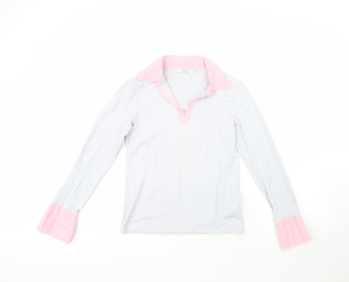 D.E.C.K Womens Grey Collared  Polyamide Pullover Jumper Size M