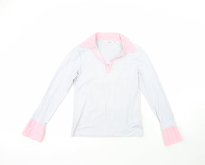 D.E.C.K Womens Grey Collared  Polyamide Pullover Jumper Size M