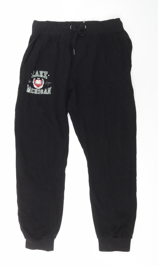 Pep&Co Womens Black  Polyester Jogger Trousers Size M L24 in Regular