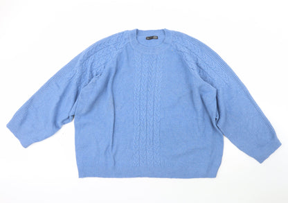 DAZY Womens Blue Crew Neck  Polyester Pullover Jumper Size M