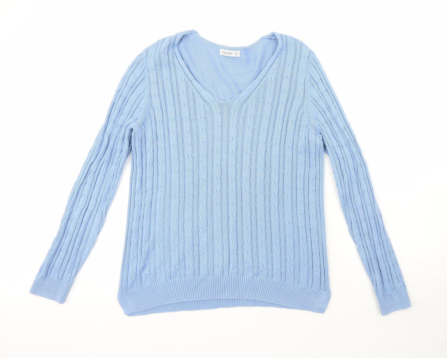 Gallery Womens Blue Scoop Neck  Acrylic Pullover Jumper Size M