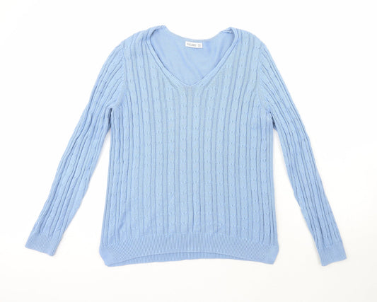 Gallery Womens Blue Scoop Neck  Acrylic Pullover Jumper Size M