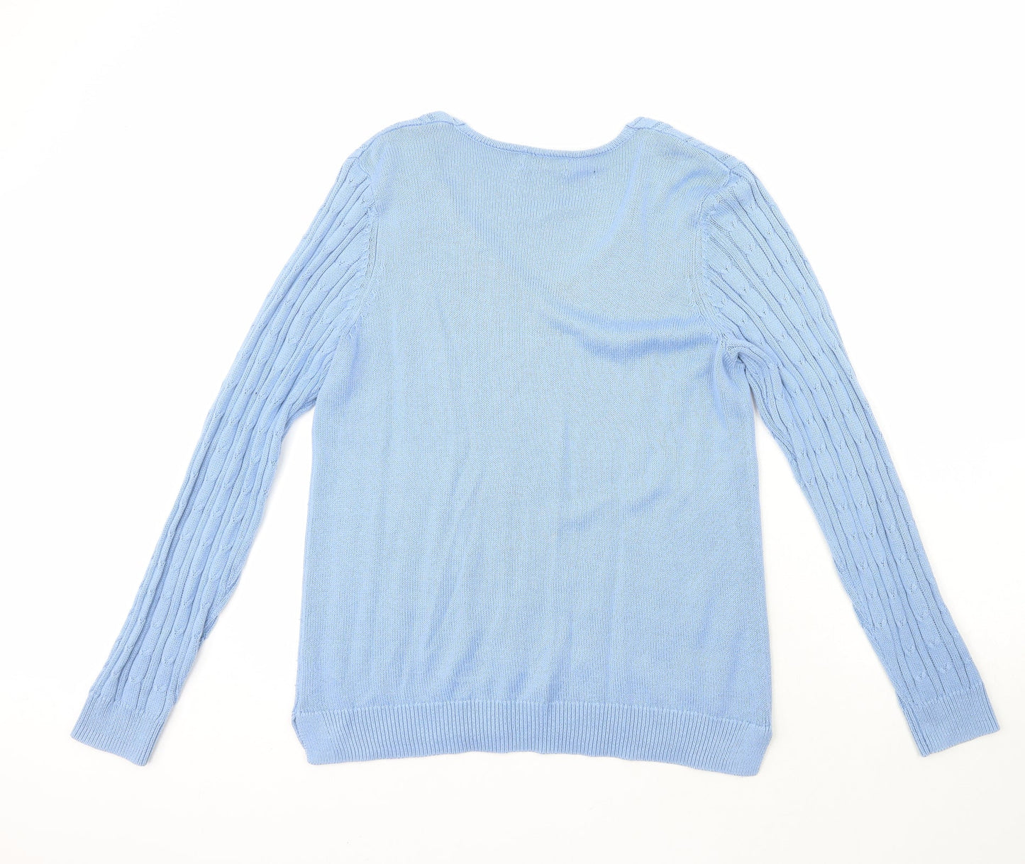 Gallery Womens Blue Scoop Neck  Acrylic Pullover Jumper Size M