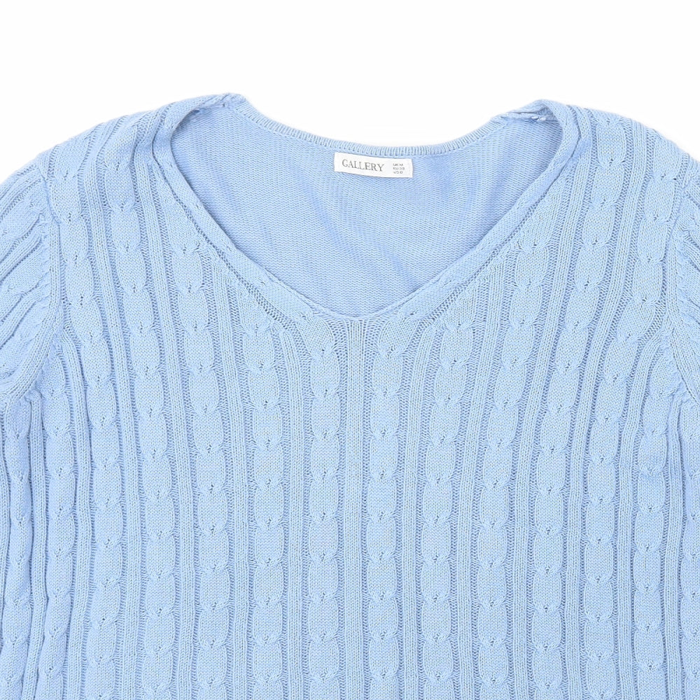 Gallery Womens Blue Scoop Neck  Acrylic Pullover Jumper Size M
