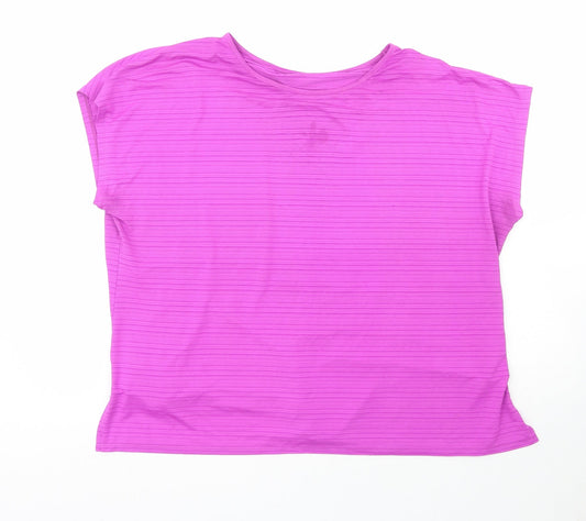 Dunnes  Womens Purple  Polyester Basic T-Shirt Size XL Crew Neck