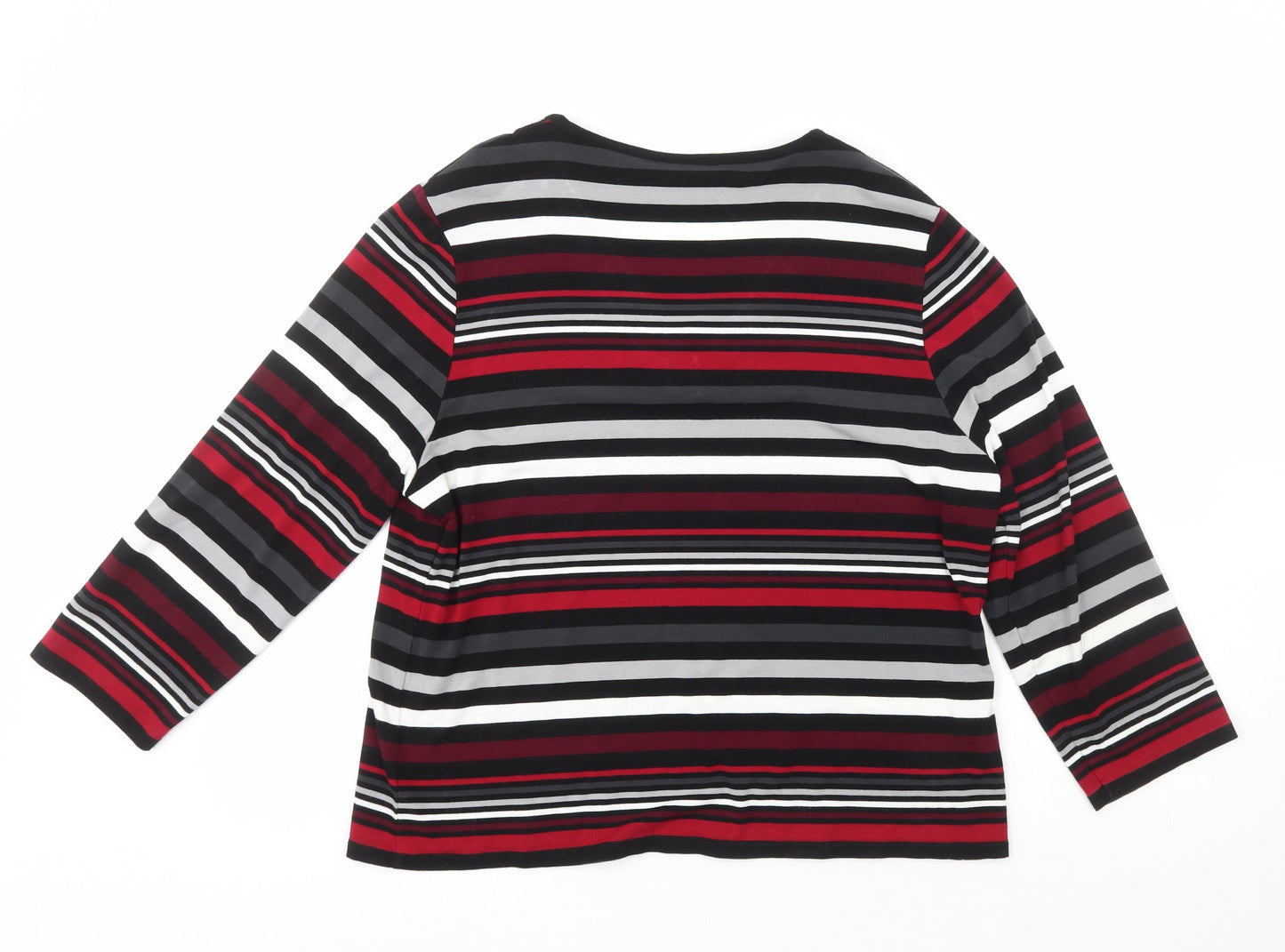 CC Womens Multicoloured V-Neck Striped Viscose Pullover Jumper Size XL