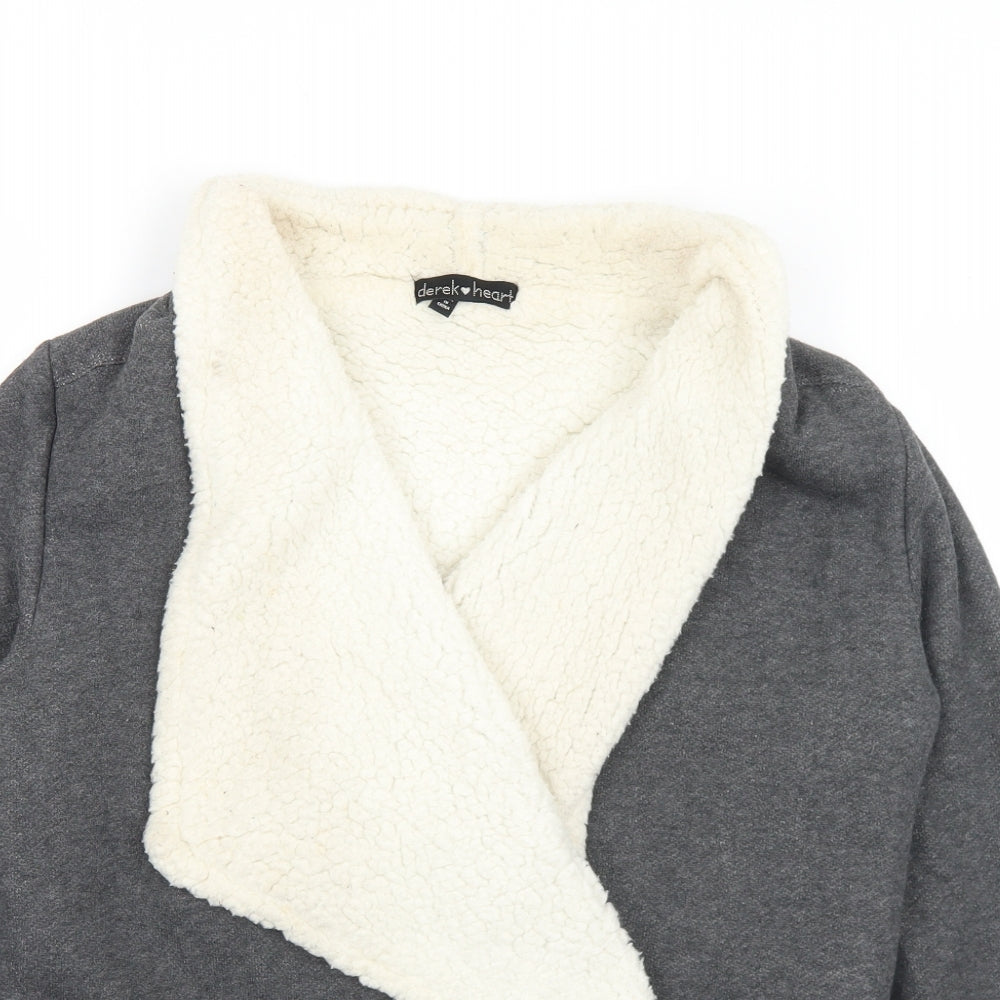 Derek Heart Womens Grey Collared  Cotton Cardigan Jumper Size M