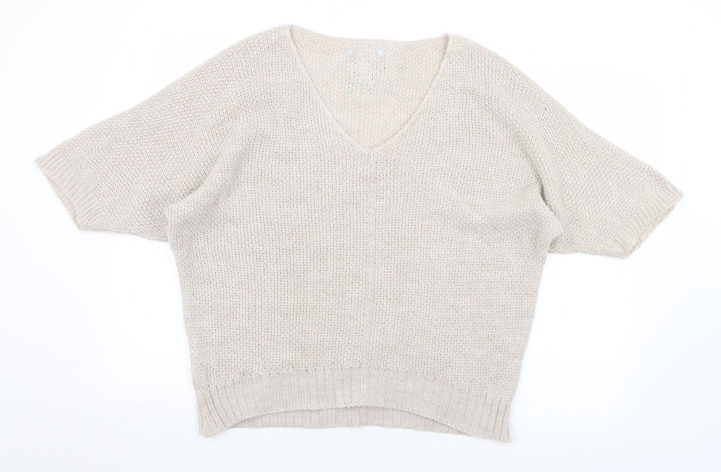 Preworn Womens Beige Scoop Neck  Acrylic Pullover Jumper Size M   - Star