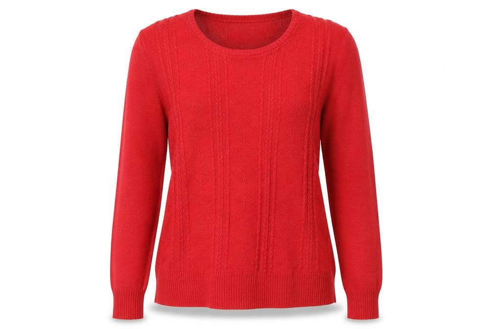 Yabisi Womens Red Round Neck  Acrylic Pullover Jumper Size M