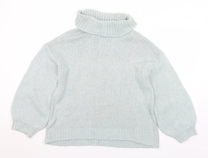 Tu Womens Blue Roll Neck  Acrylic Pullover Jumper Size 14