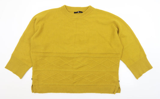 Very Womens Yellow Crew Neck  Acrylic Pullover Jumper Size 14