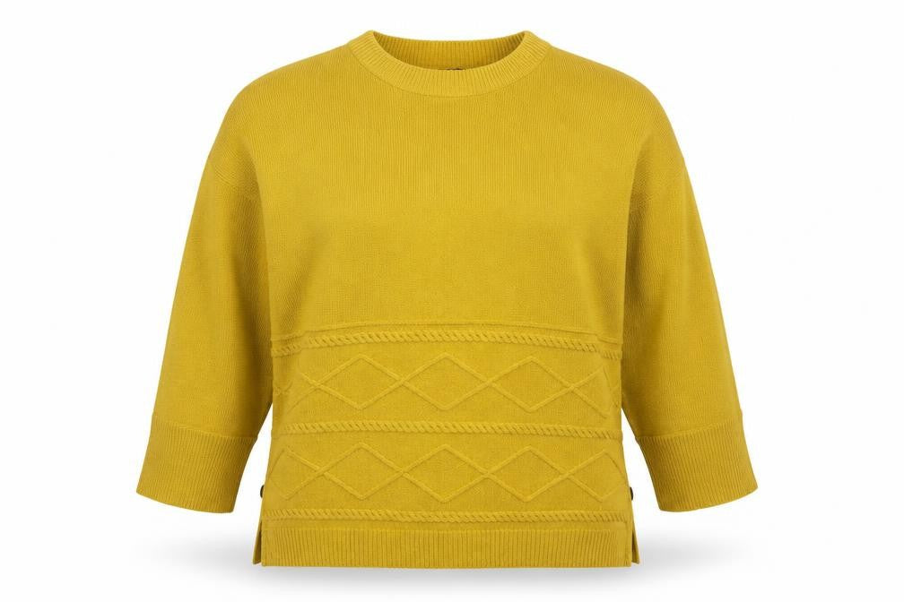 Very Womens Yellow Crew Neck  Acrylic Pullover Jumper Size 14
