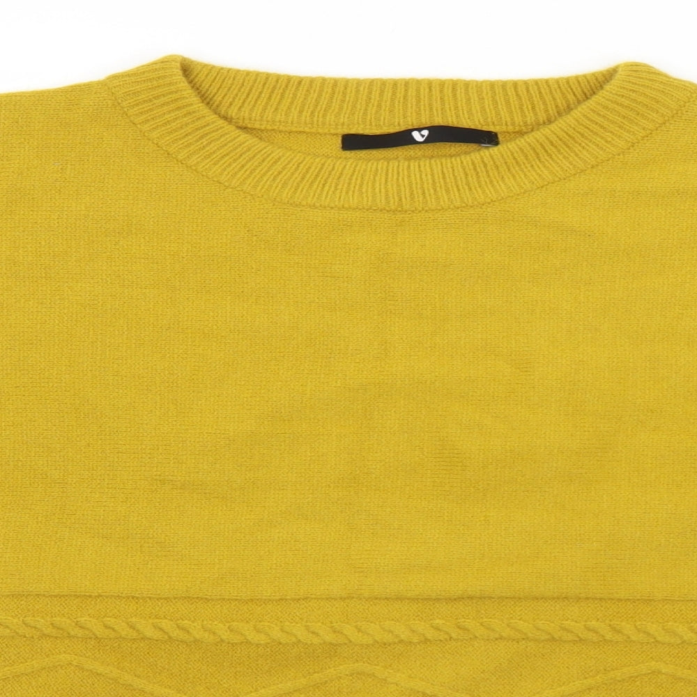 Very Womens Yellow Crew Neck  Acrylic Pullover Jumper Size 14