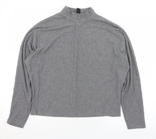 New Look Womens Grey Mock Neck  Polyester Pullover Jumper Size S