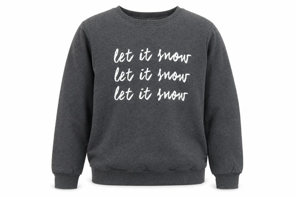 Adolescent Mens Grey  Polyester Pullover Sweatshirt Size M   - Let it snow