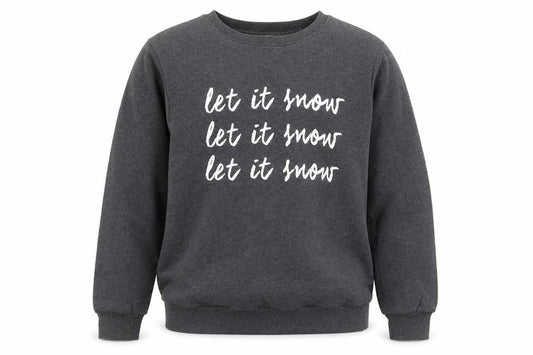 Adolescent Mens Grey  Polyester Pullover Sweatshirt Size M   - Let it snow