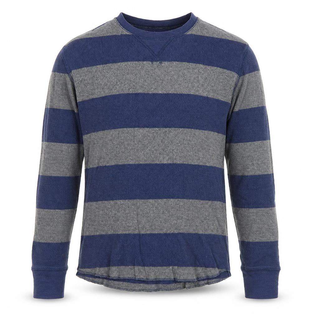 Gap Mens Grey Crew Neck Striped Cotton Pullover Jumper Size S