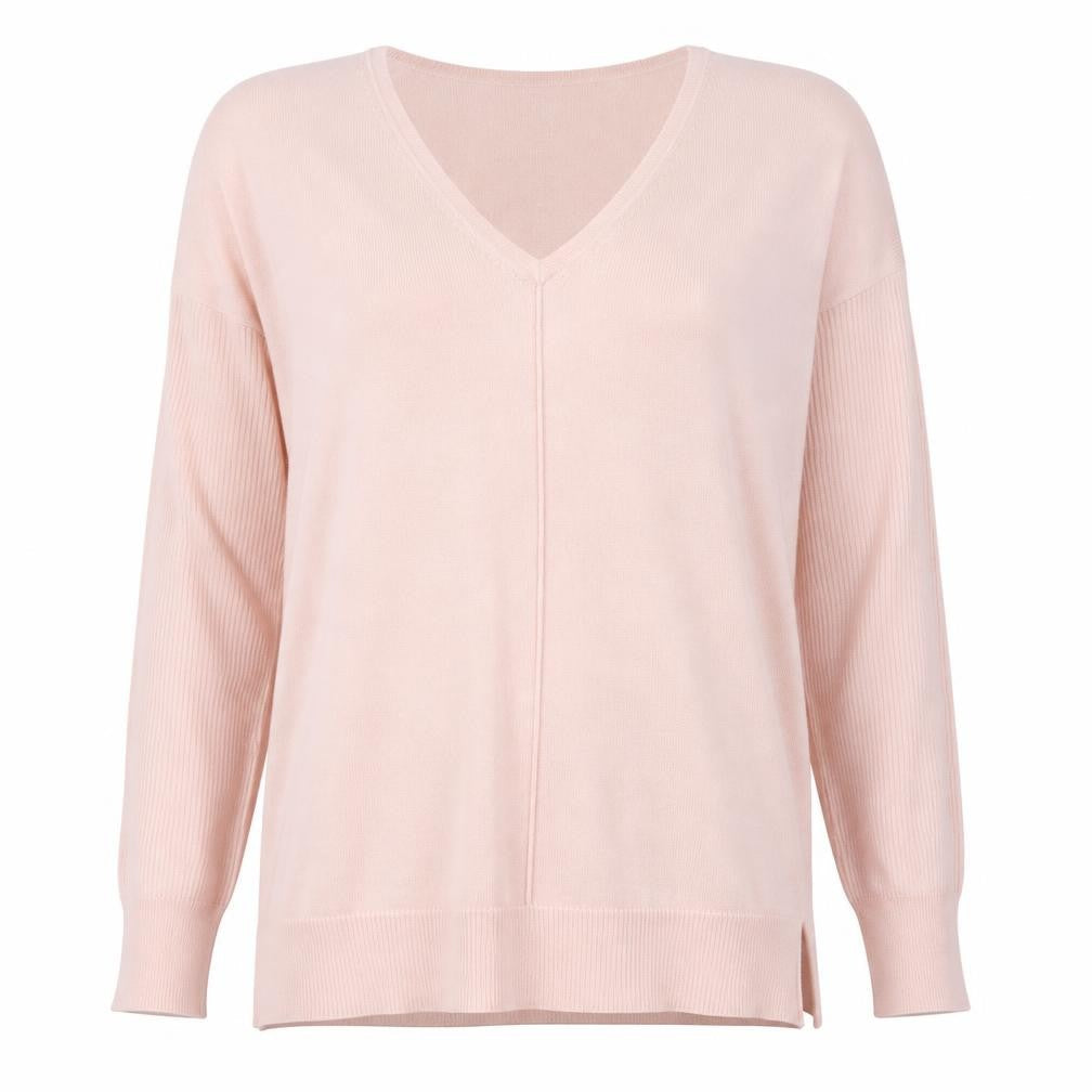 New Look Womens Pink V-Neck  Acrylic Pullover Jumper Size M