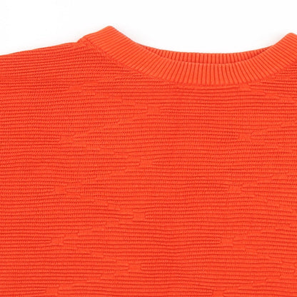 Divided Womens Orange Mock Neck  Cotton Pullover Jumper Size S