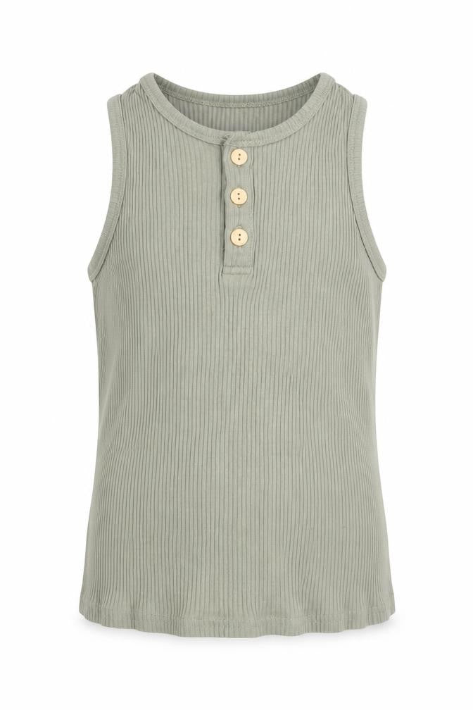 SHEIN Girls Green  Cotton Jersey Tank Size 9 Years Round Neck Pullover - Ribbed