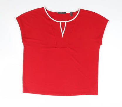ESPRIT Womens Red  Polyester Jersey T-Shirt Size M Crew Neck