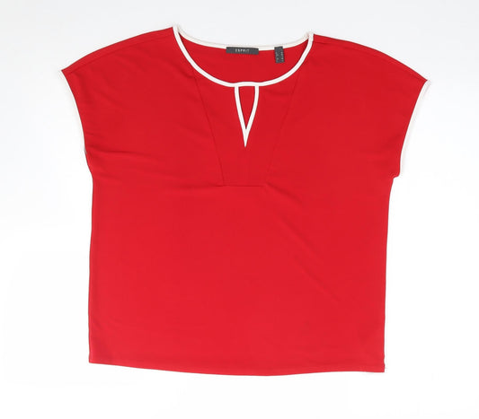 ESpirit Womens Red  Polyester Jersey T-Shirt Size M Crew Neck