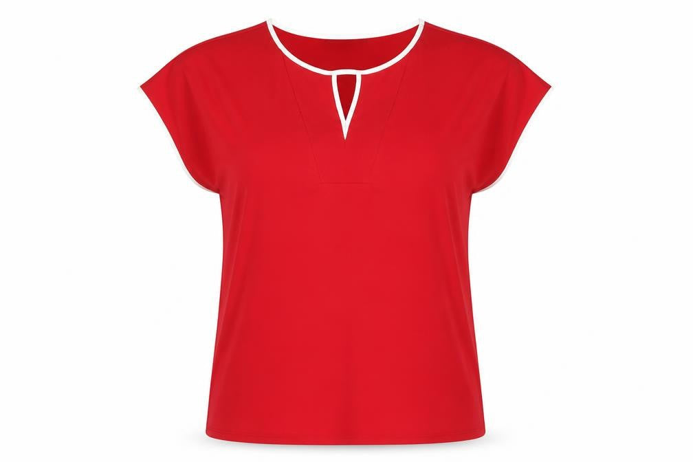 ESpirit Womens Red  Polyester Jersey T-Shirt Size M Crew Neck