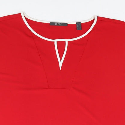 ESPRIT Womens Red  Polyester Jersey T-Shirt Size M Crew Neck