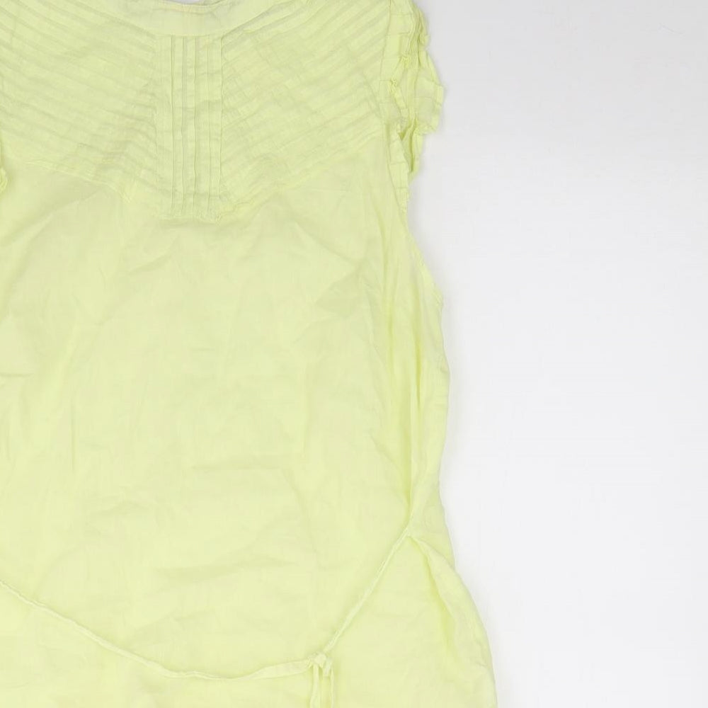 Oasis Womens Yellow  100% Cotton Jersey Blouse Size 12 Round Neck