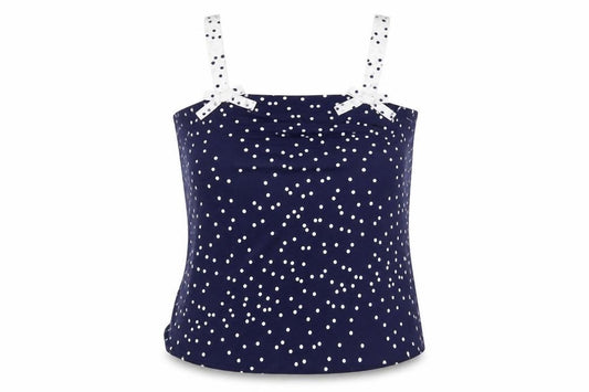 Savida Womens Blue Polka Dot Polyester Camisole Blouse Size L Square Neck