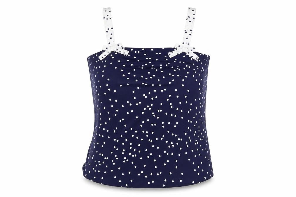 Savida Womens Blue Polka Dot Polyester Camisole Blouse Size L Square Neck