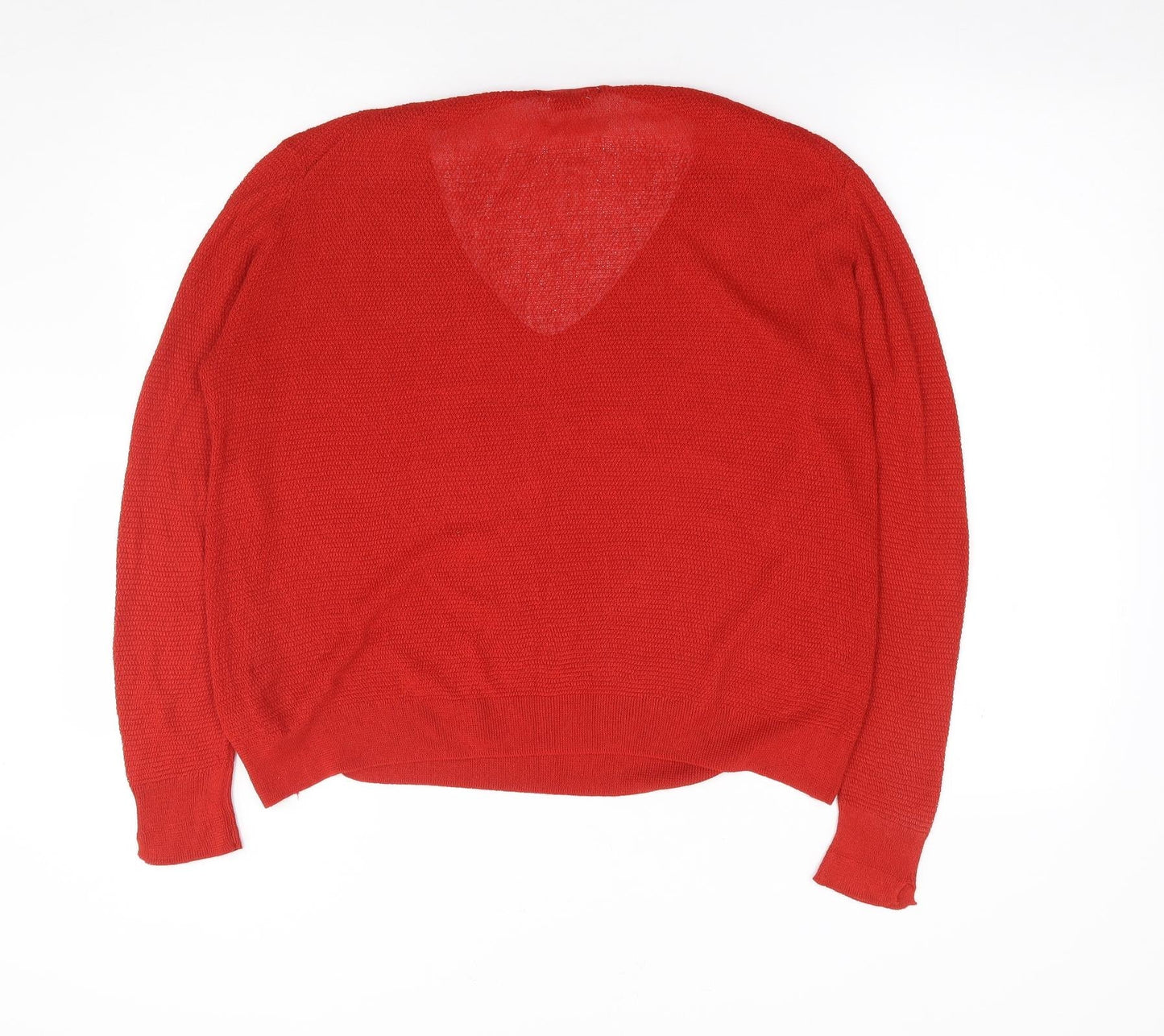 Zara Womens Red  Viscose Jersey T-Shirt Size S V-Neck
