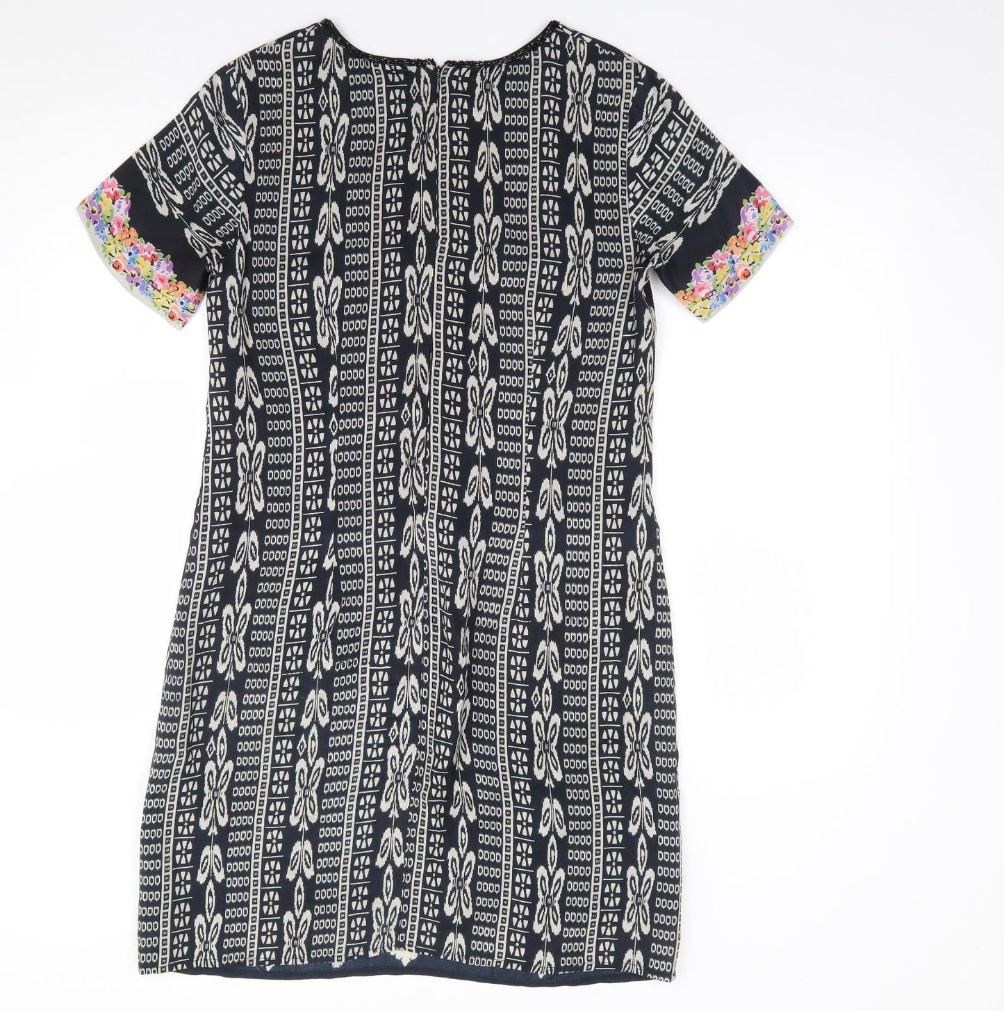 Pomodoro Womens Multicoloured Geometric Polyester A-Line  Size 10  V-Neck Zip