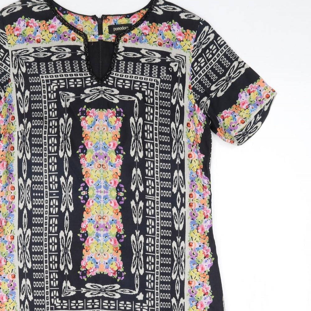 Pomodoro Womens Multicoloured Geometric Polyester A-Line  Size 10  V-Neck Zip