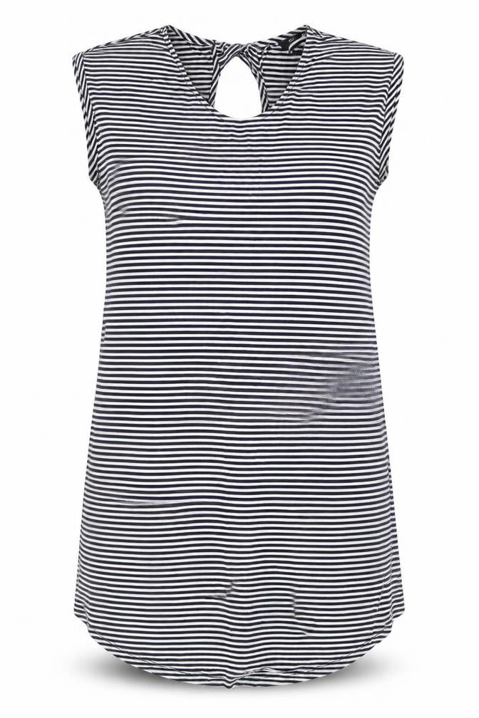 F&F Womens Blue Striped Viscose A-Line  Size 16  Scoop Neck Pullover