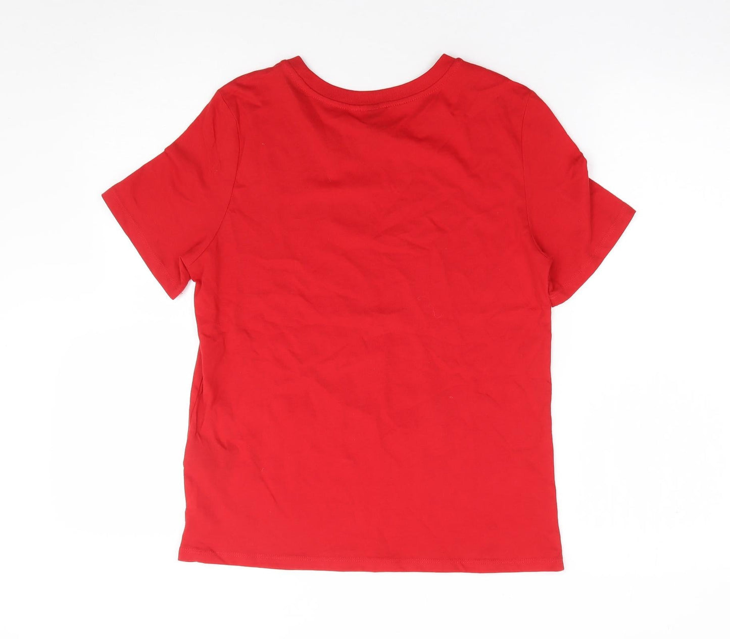H&M  Womens Red  100% Cotton Jersey T-Shirt Size S Crew Neck