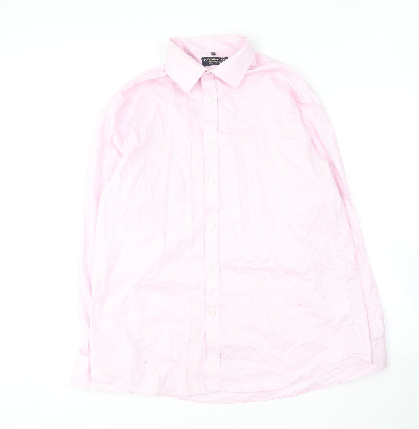 Hammond & Co  Mens Pink  Cotton  Button-Up Size 17 Collared
